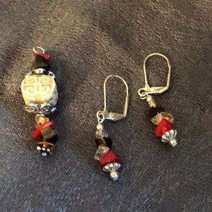 Red/Brown Earring & Pendant
